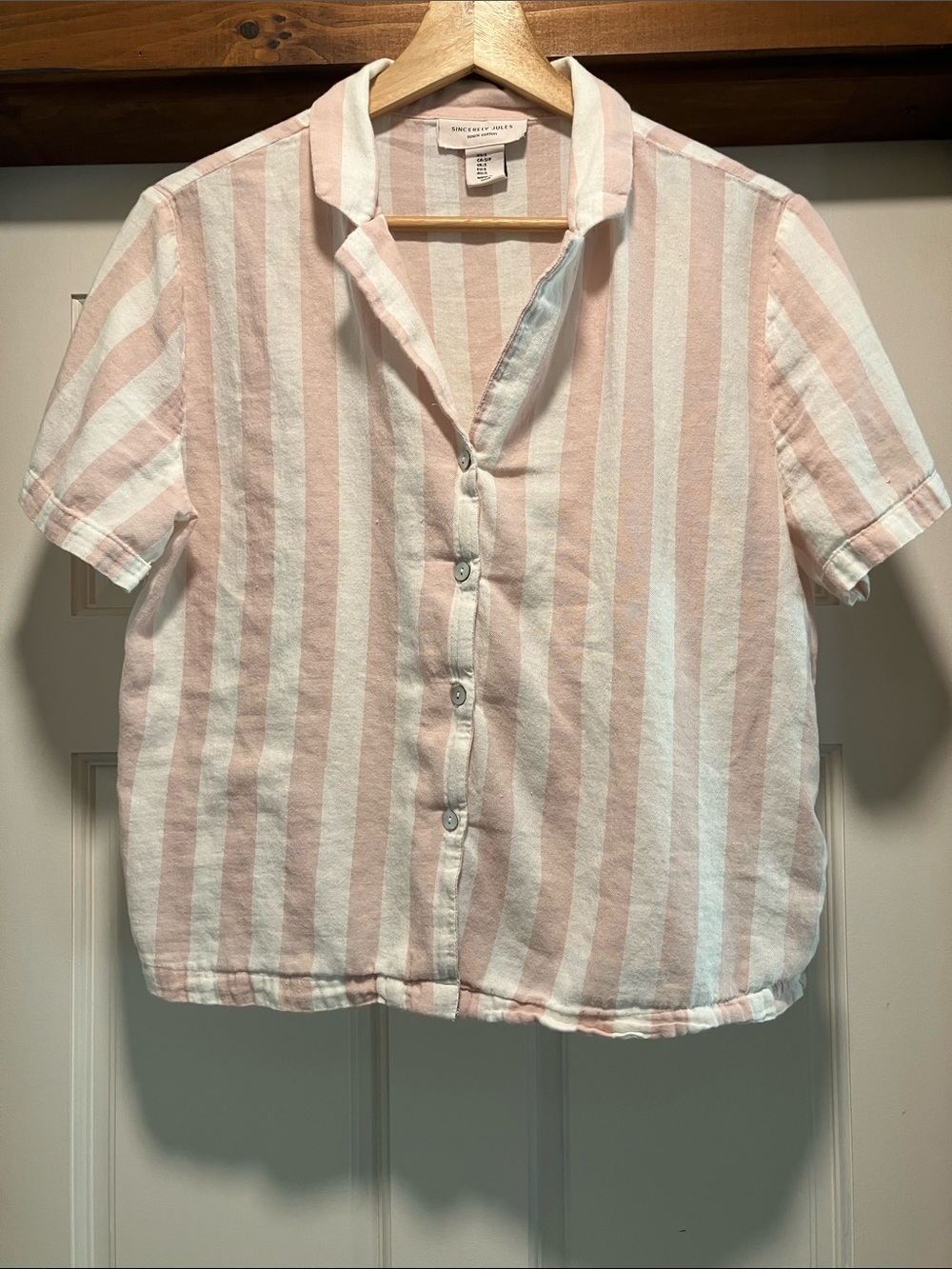 Sincerely Jules 100% Cotton Cropped Button-Up Shirt